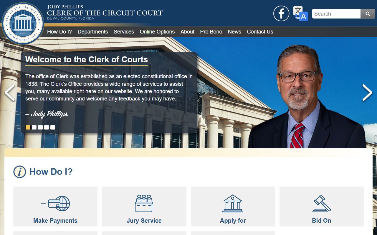 Duval County genealogy clerk of court homepage