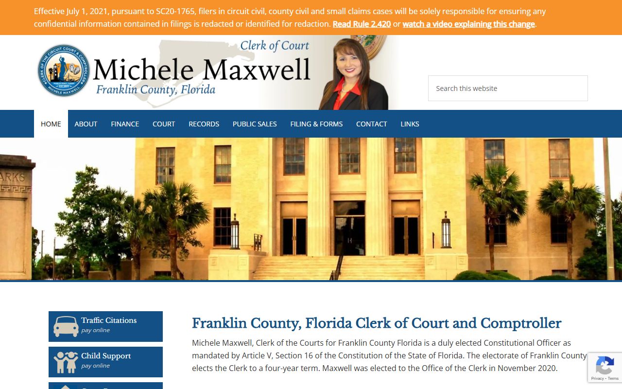 Franklin County genealogy clerk of court homepage