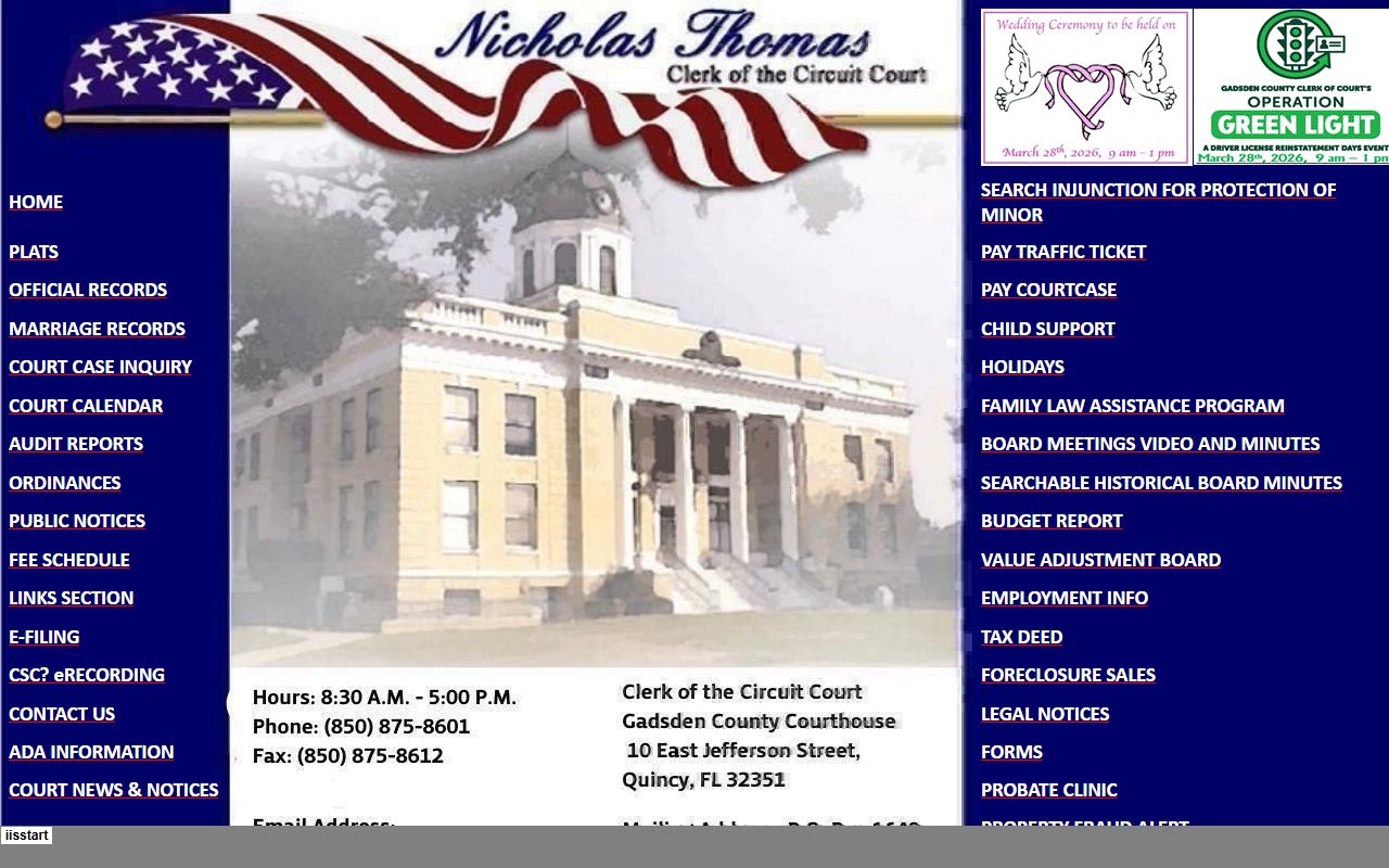 Gadsden County genealogy clerk of court homepage