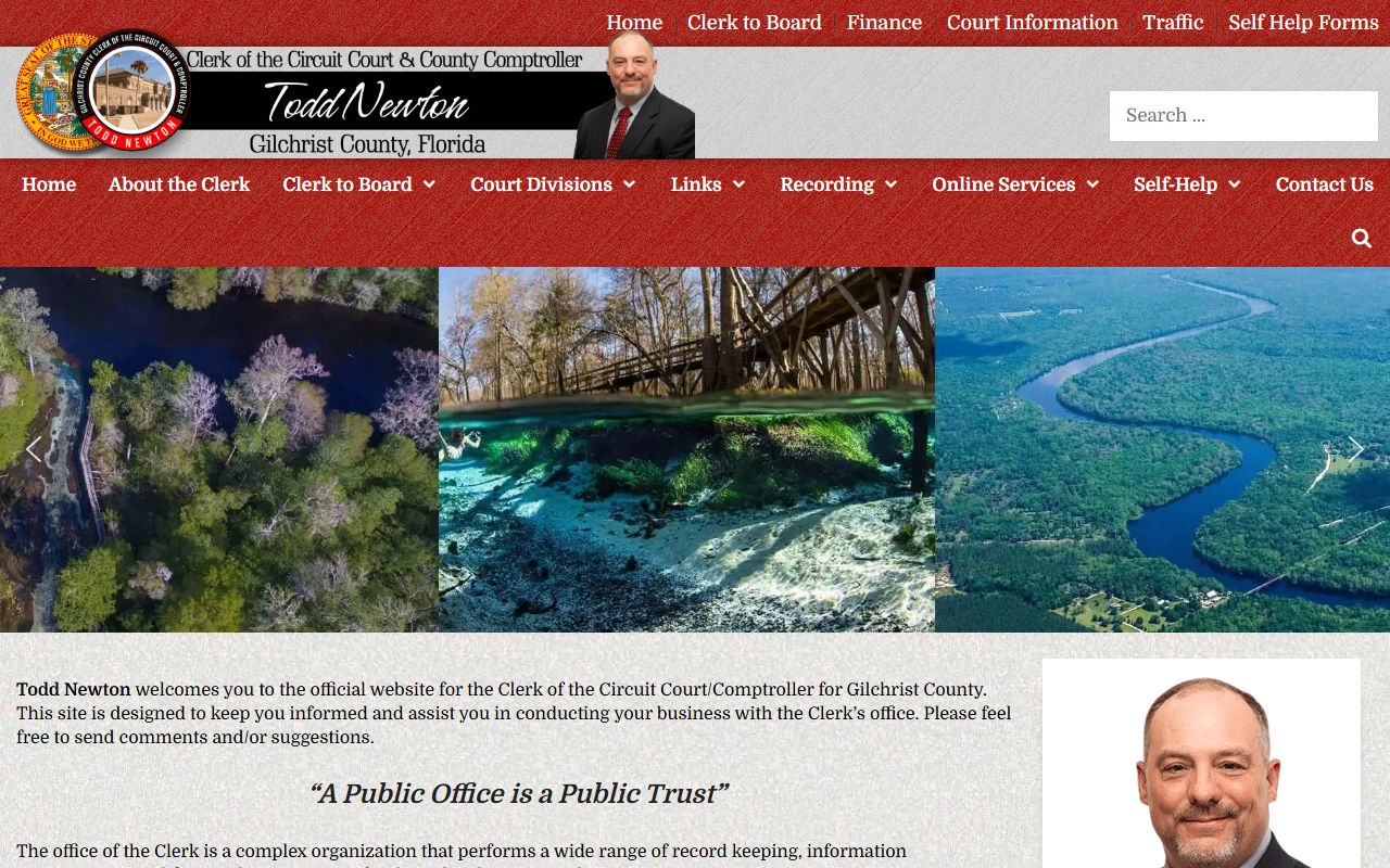 Gilchrist County genealogy clerk of court homepage