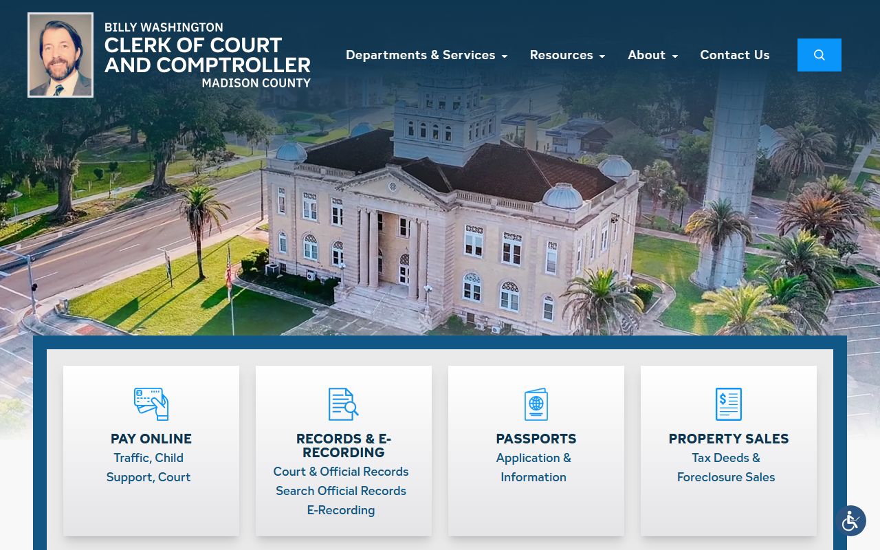 Madison County Clerk of Court homepage for genealogy
