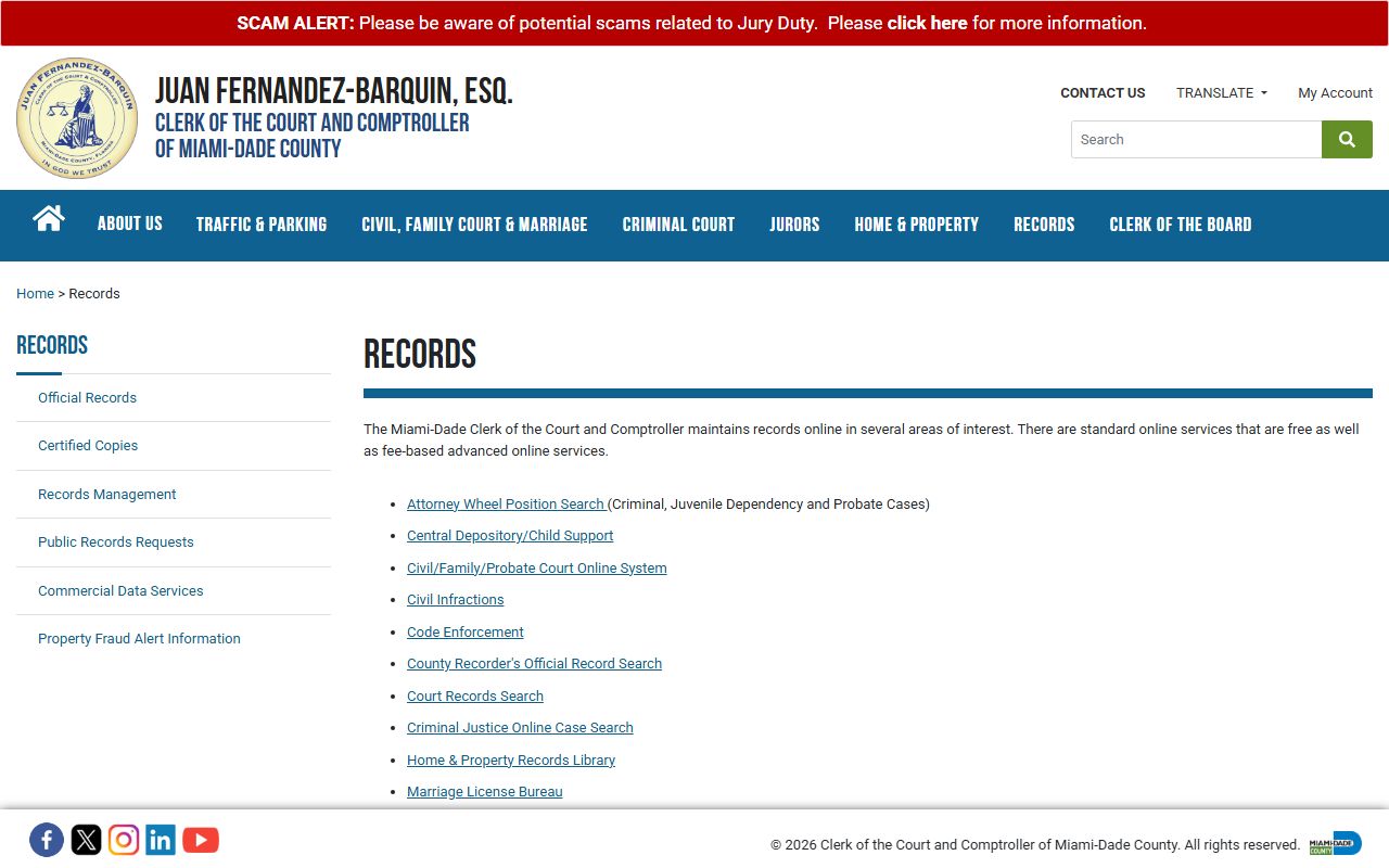 Miami-Dade County records page