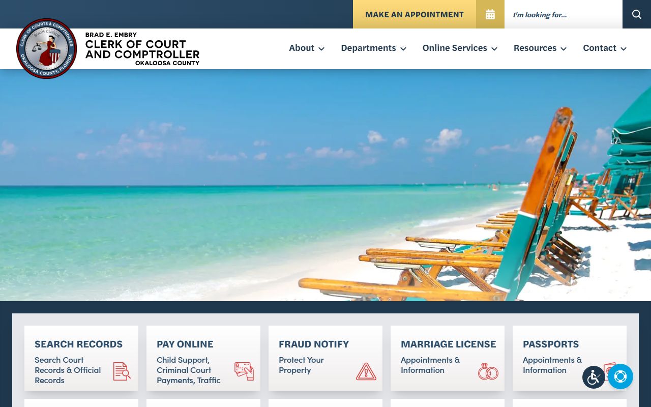 Okaloosa County Clerk of Court homepage