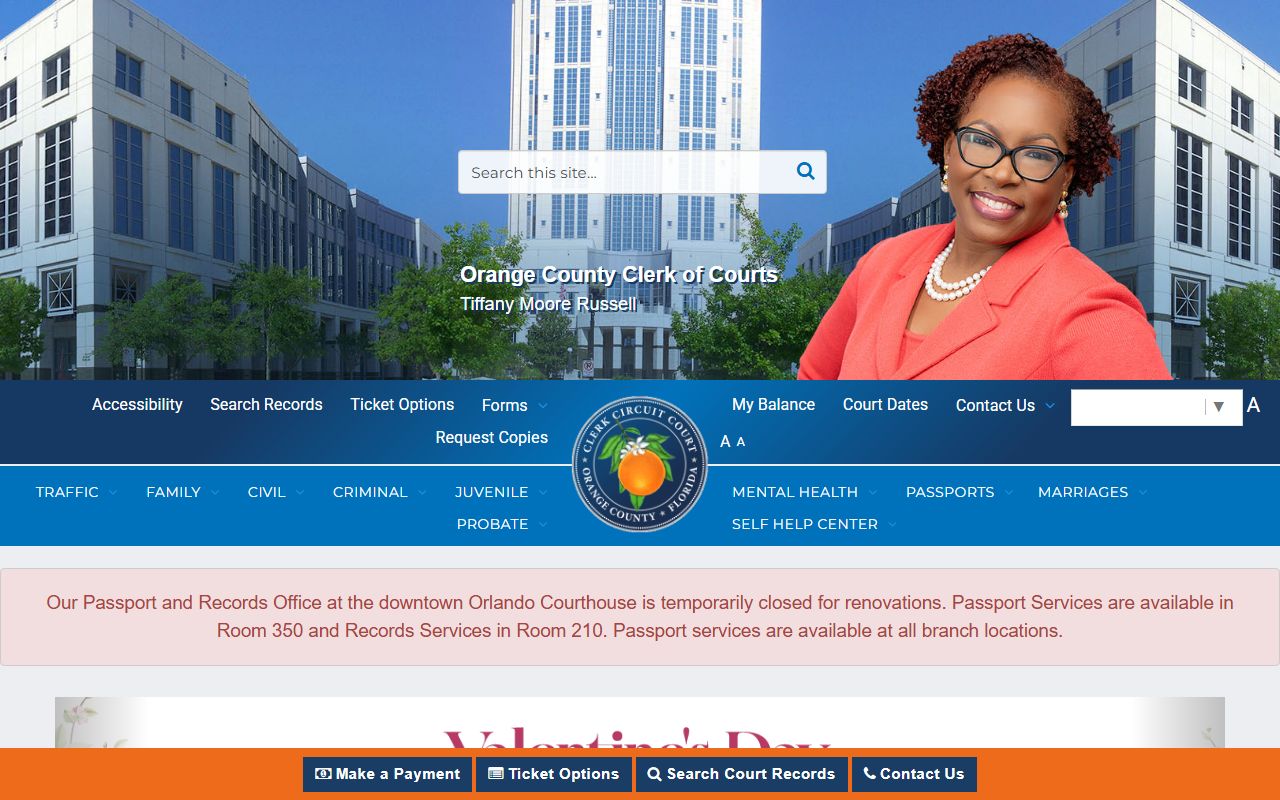 Orange County Clerk homepage