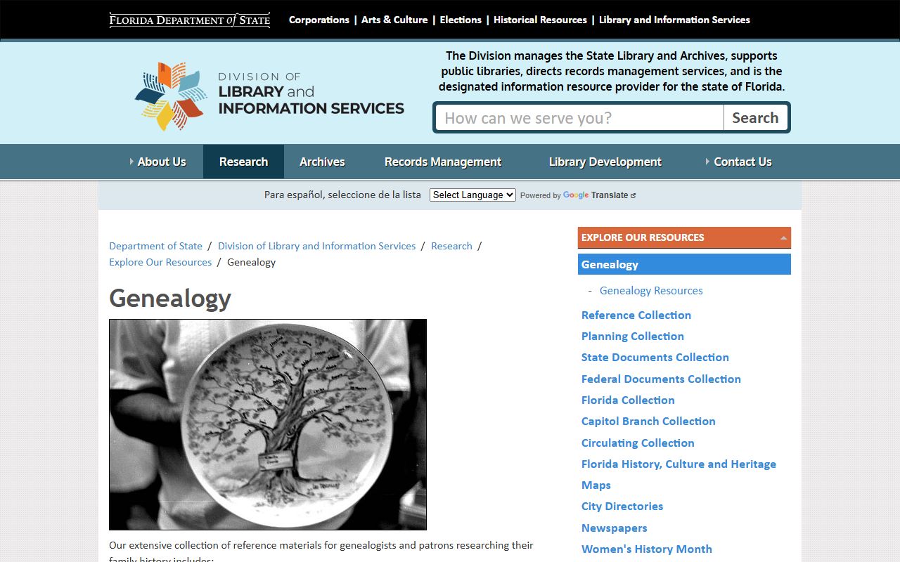 State Archives of Florida genealogy resources